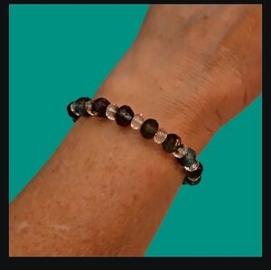 HANDMADE Czech Glass Bangle Horse Charm Toggle Rodeo Bracelet